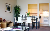 Our apartment accommodation offers a spacious, well lit dining area with seating for four to six people (excluding studio apartments)